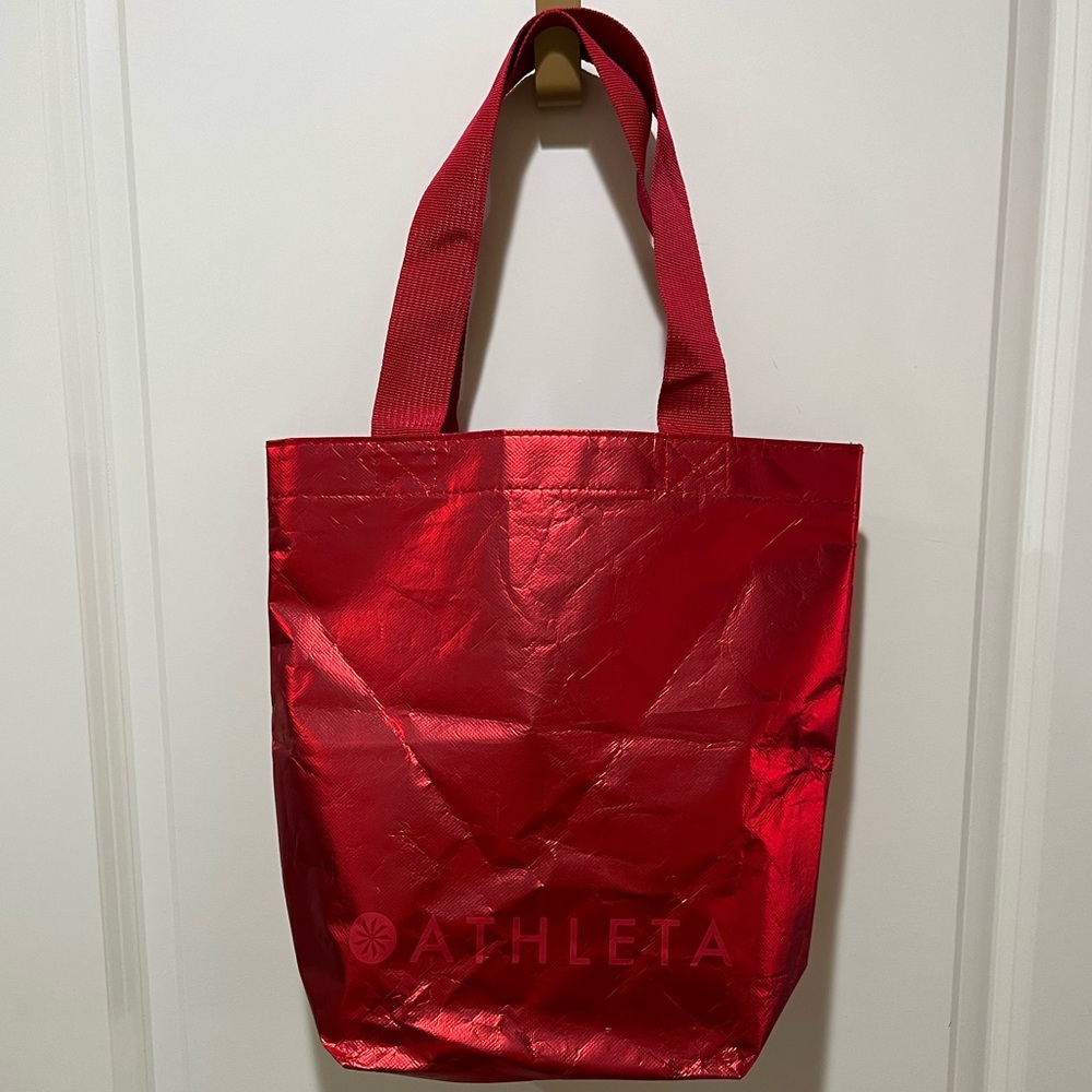 ATHLETA red foil shopper bag
